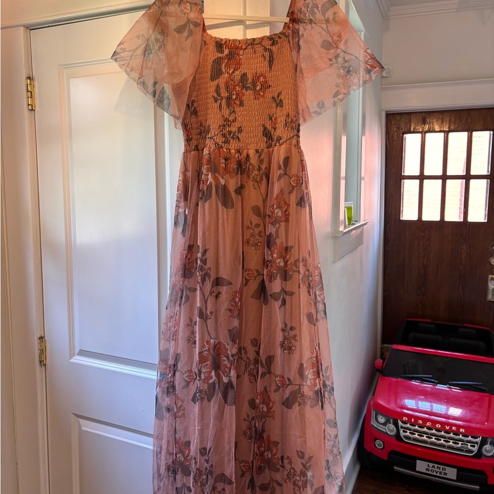 Floral Pink Sheer Dress
